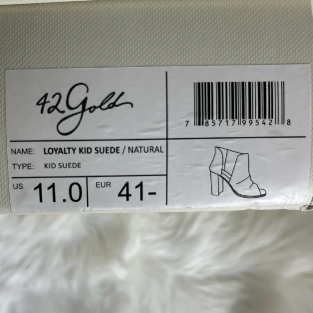 🆕42 Gold Women's Natural/Beige Suede Open Toe Booties Size 11